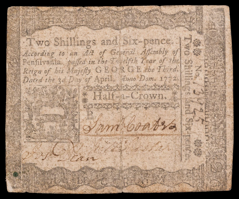 Pennsylvania. VF Two Shillings and Six Pence Note