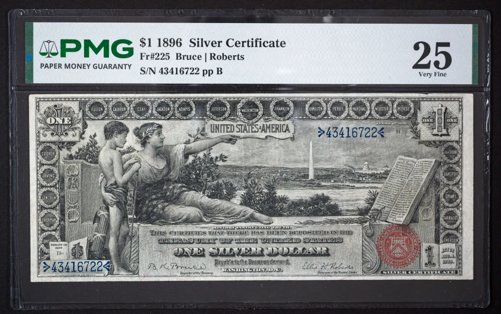 PMG VF-25 1896 Educational $1 Silver Certificate