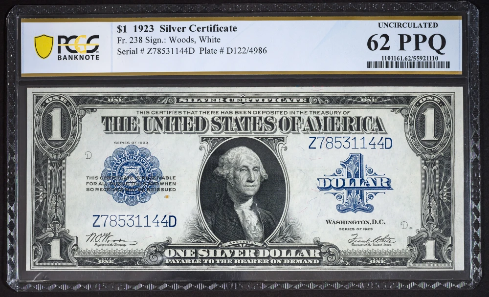 PCGS-62 PPQ 1923 $1 Silver Certificate