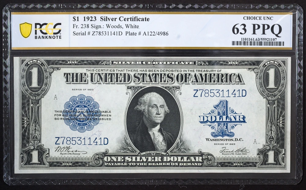 PCGS-63 PPQ 1923 $1 Silver Certificate