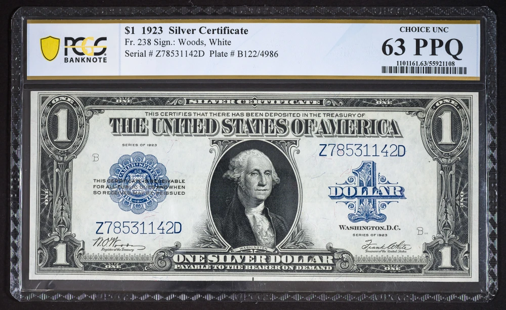 PCGS-63 PPQ 1923 $1 Silver Certificate