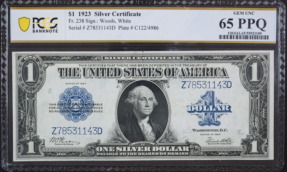 PCGS-65 PPQ 1923 $1 Silver Certificate