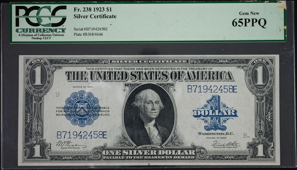 PCGS-65 PPQ 1923 $1 Silver Certificate