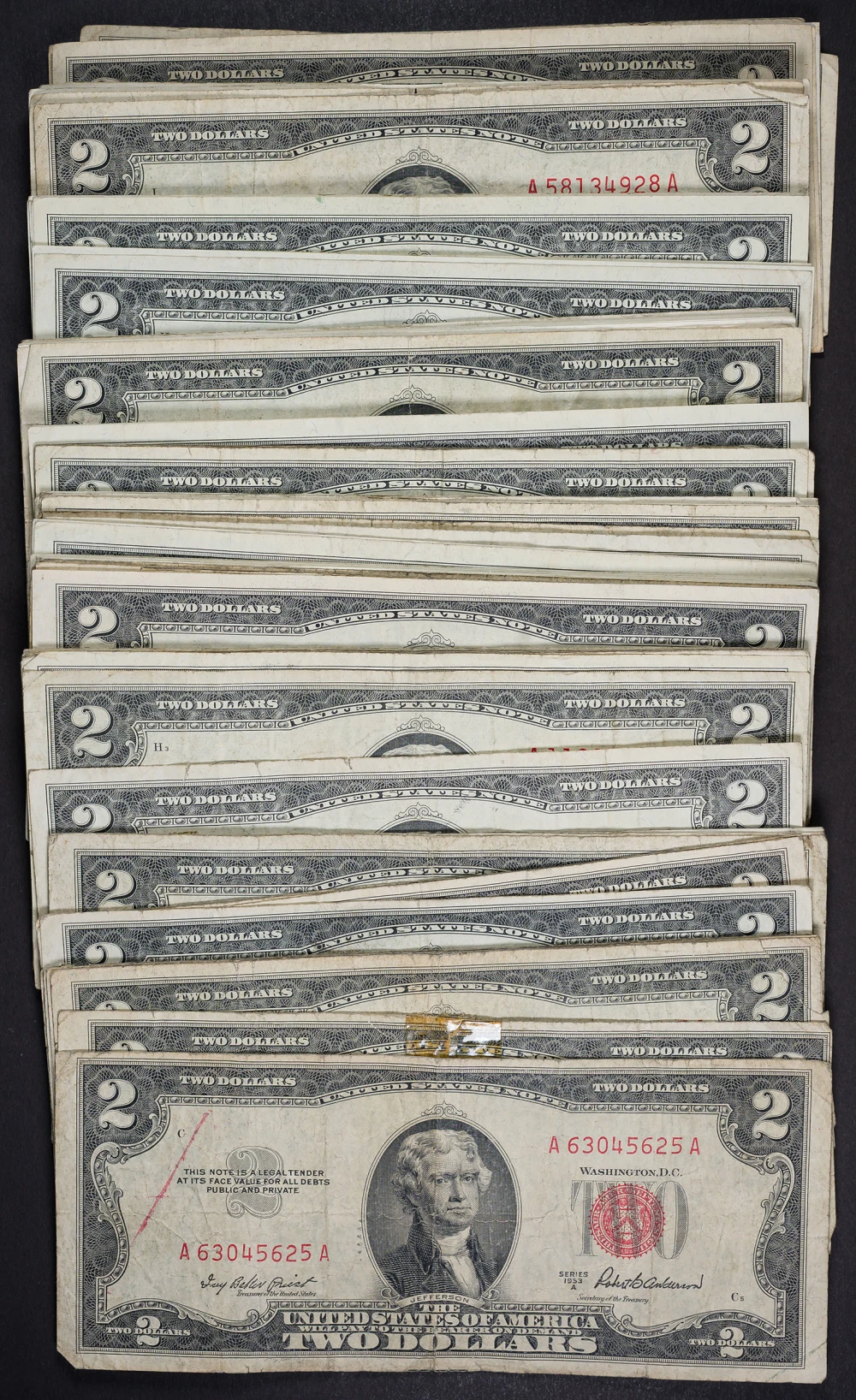 100 Pcs 1953/63 $2 Legal Tender
