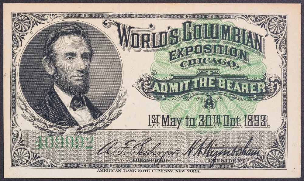 Choice Unc 1893 Columbian Expo Ticket