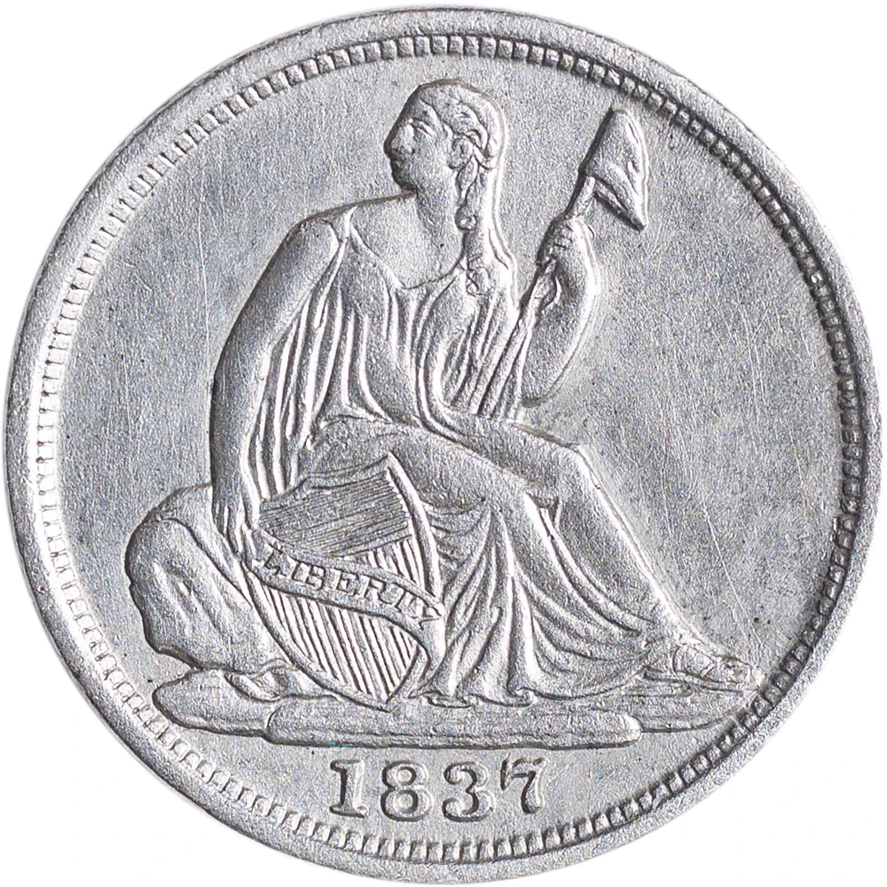 Unc Details 1837 No Stars Seated Half Dime