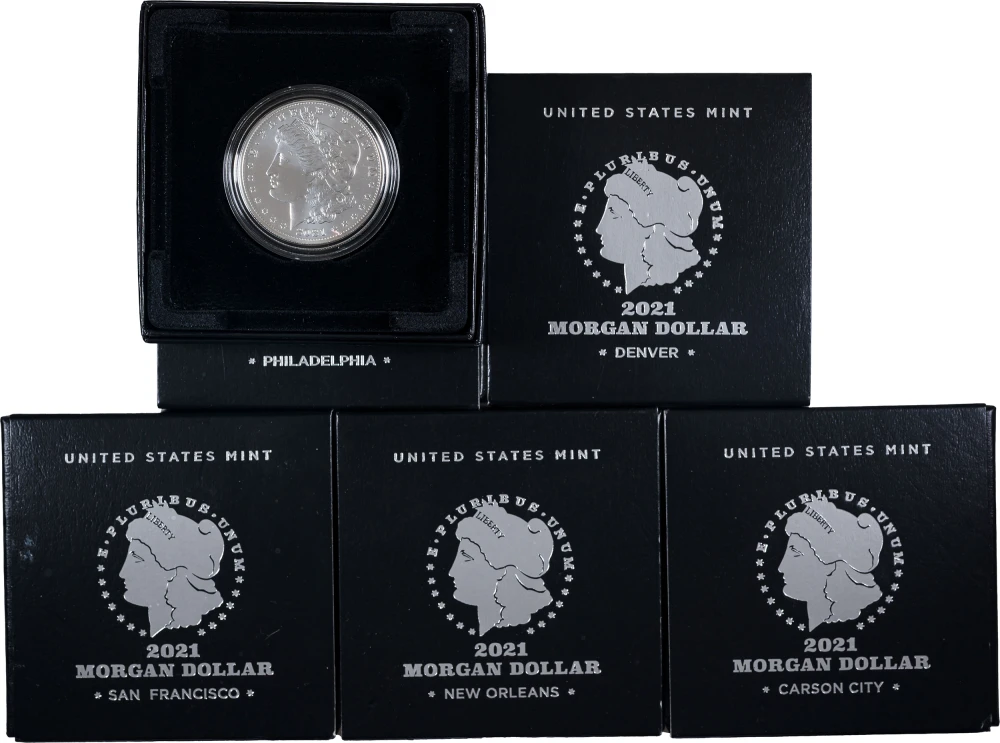 5 Piece Set Of 2021 Morgan Dollars