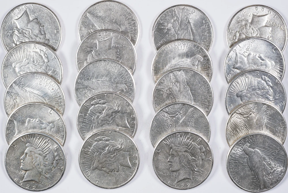AU Roll Of 1922-S Peace Dollars