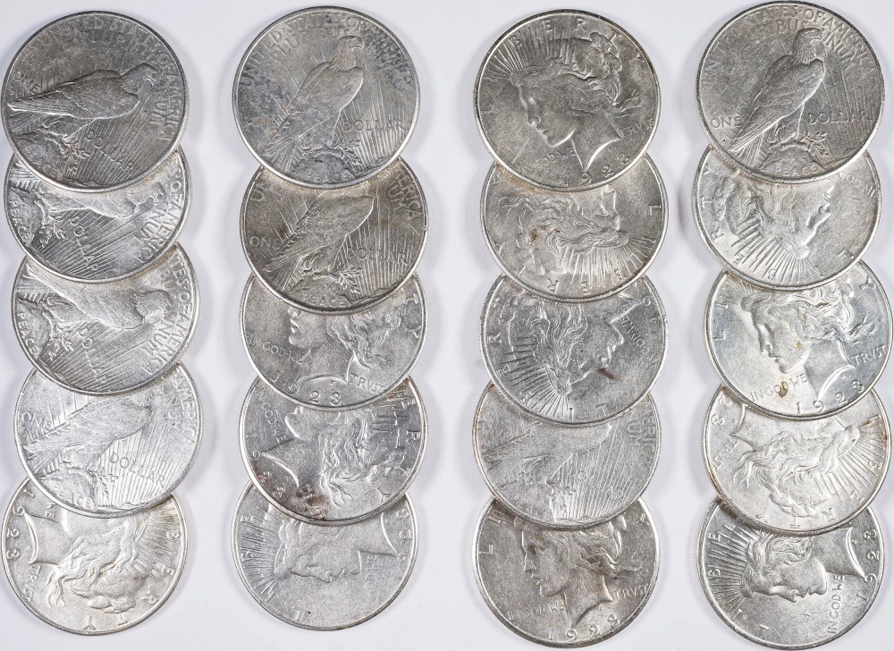 AU Roll Of 1923-S Peace Dollars