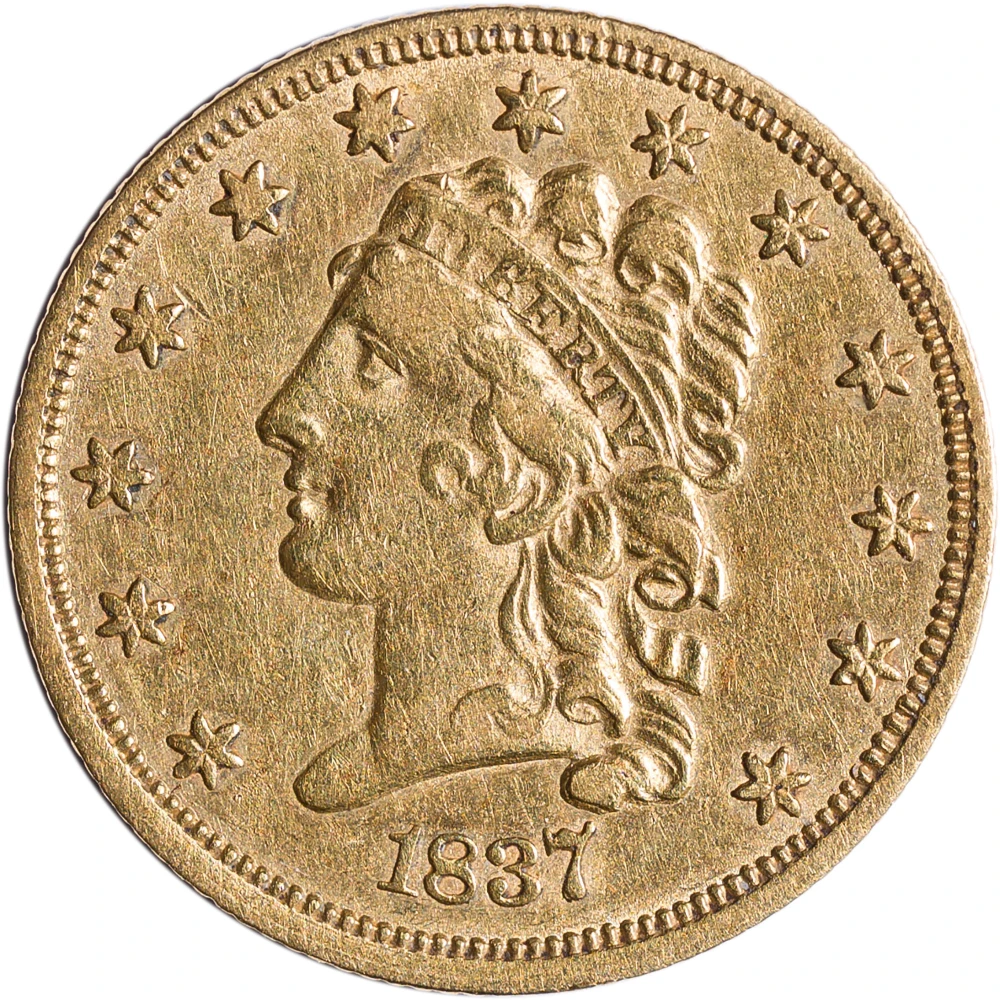 AU-50 1837 Classic Head $2.50 Gold