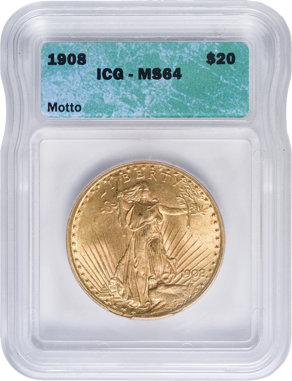 ICG MS-64 1908 With Motto $20 Gold