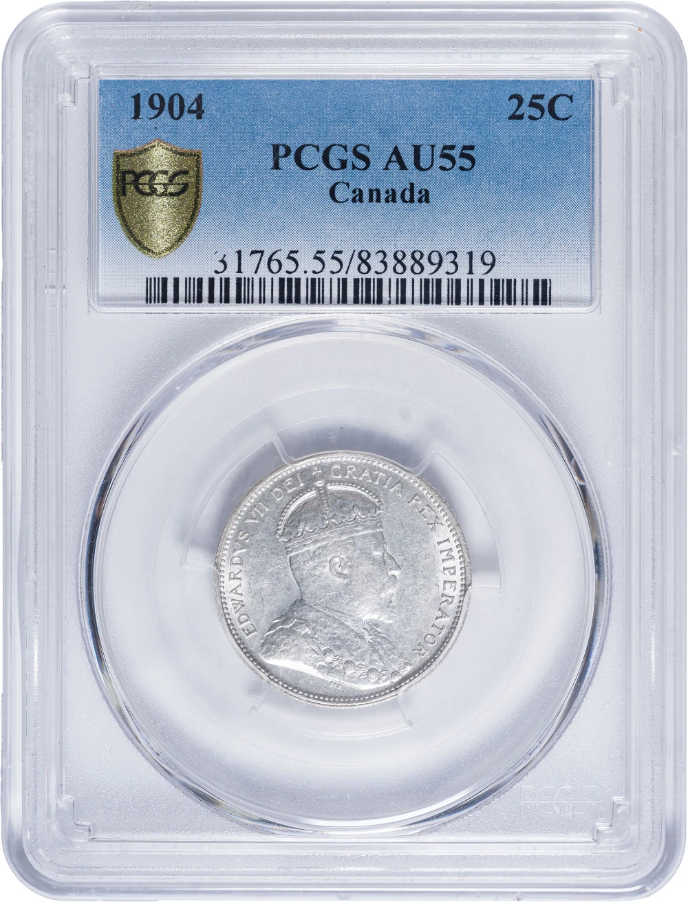 Canada. PCGS AU-55 1904 Twenty-Five Cents