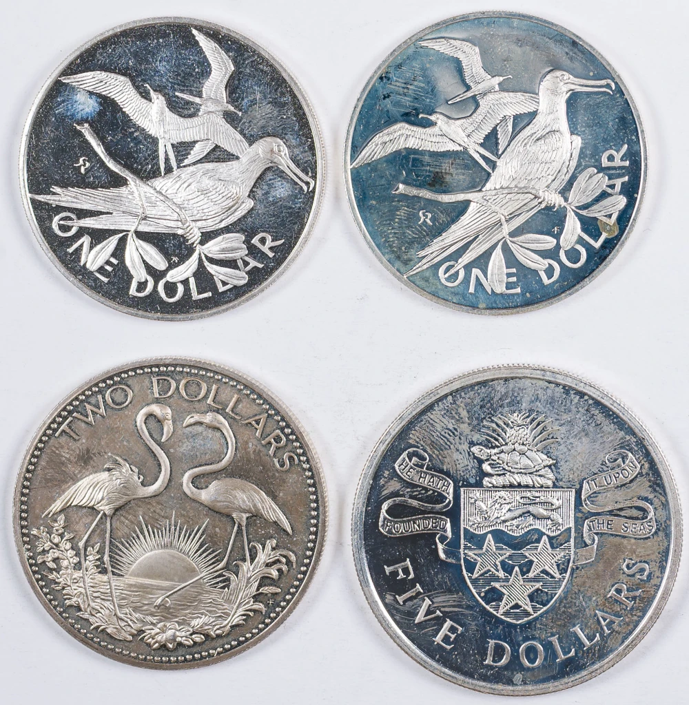 Caribbean. 4 Pcs Crown Sized Silver Proofs