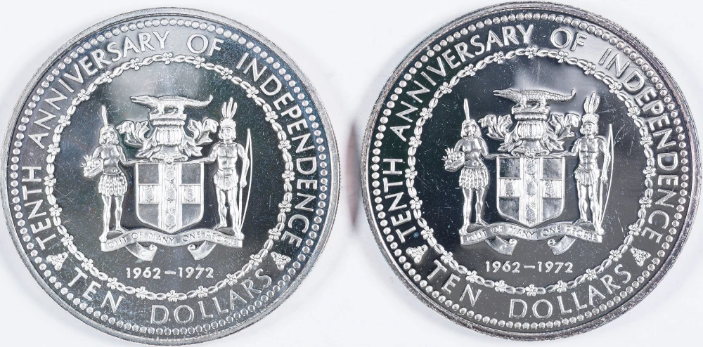 Jamaica. Pair Of Silver 1972 $10