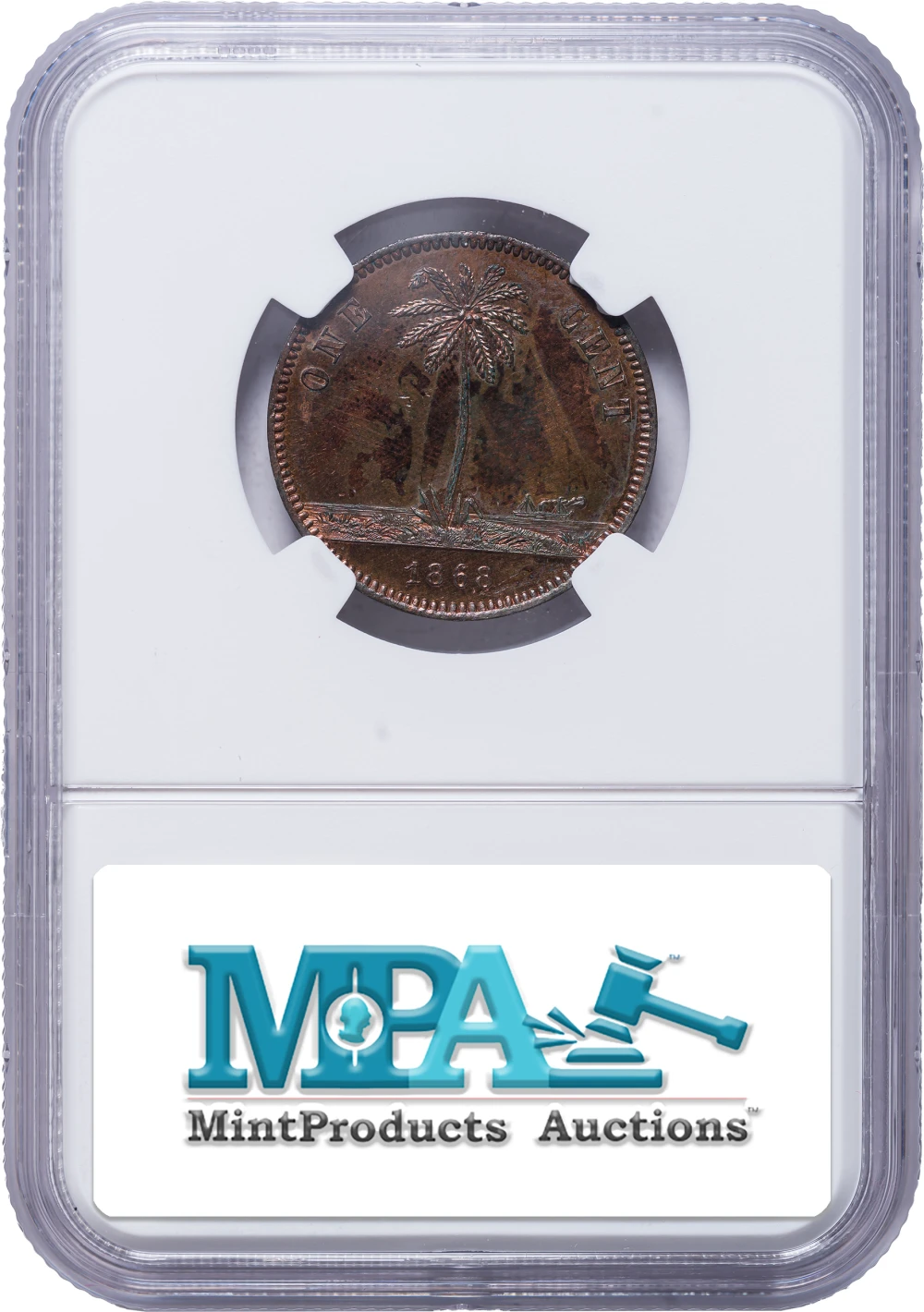 Liberia. NGC Specimen-62 BN 1868-E Cent