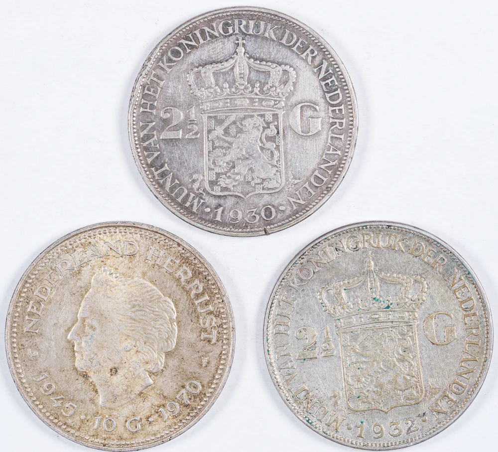 Netherlands. 3 Pcs 2 1/2 Gulden