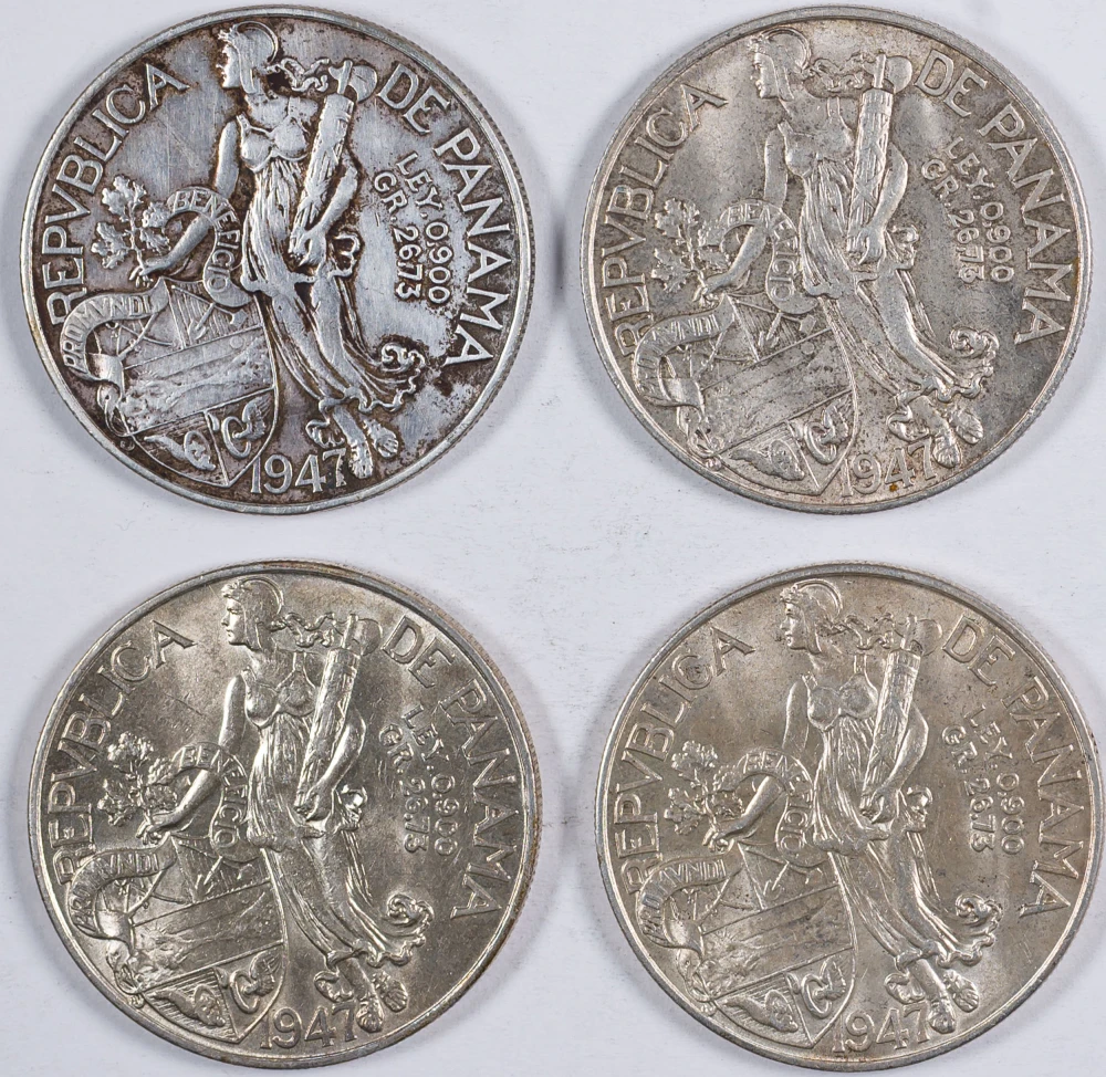 Panama. 4 Pieces 1947 Silver Balboa