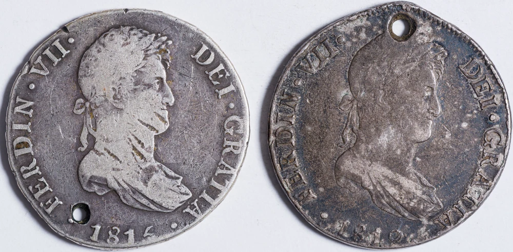Peru. Pair Of Holed 8 Reales
