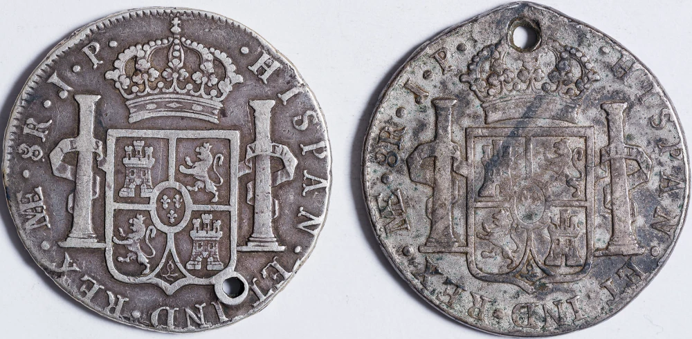 Peru. Pair Of Holed 8 Reales
