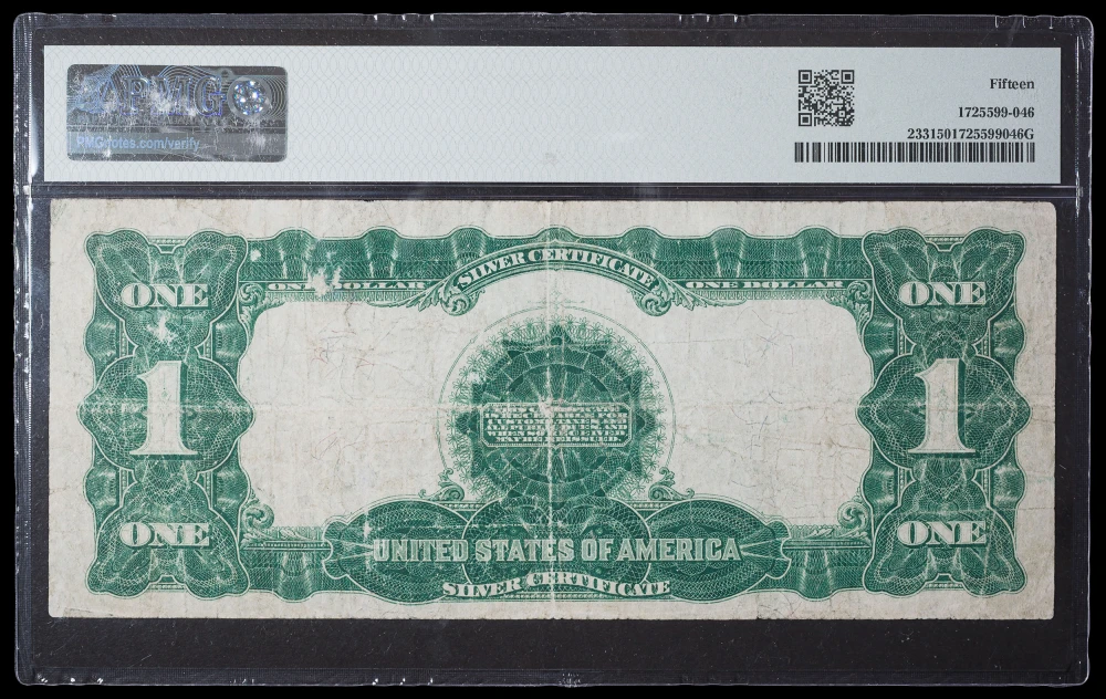 PMG Fine-15 1899 $1 Black Eagle