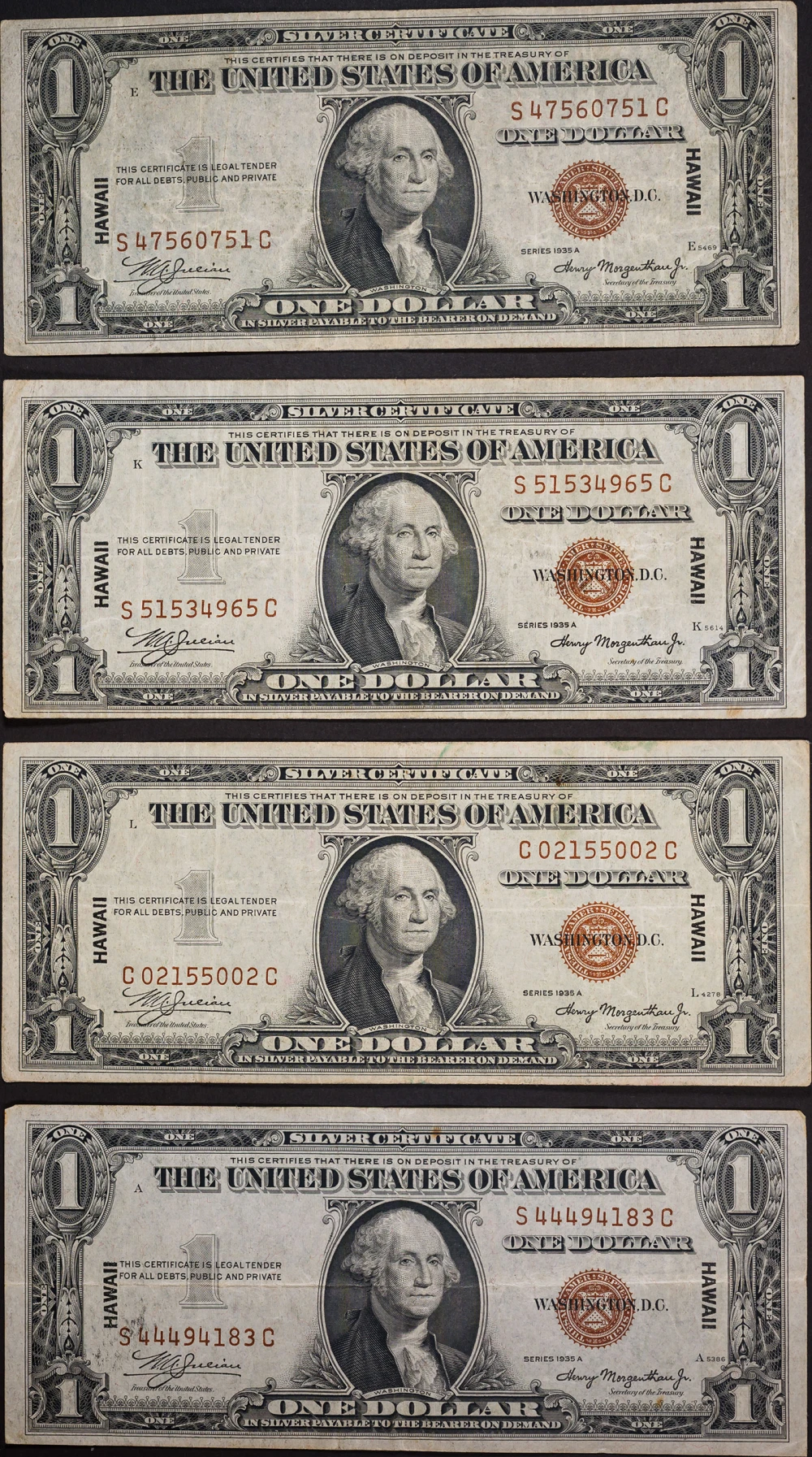 4 Pcs VF 1935A N.Africa Overprint $1