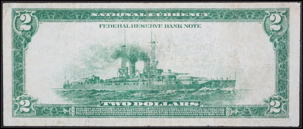 VF 1918 $2 Battleship Federal Reserve Note
