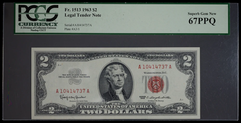 PCGS Superb Gem-67 PPQ 1963 Legal Tender $2
