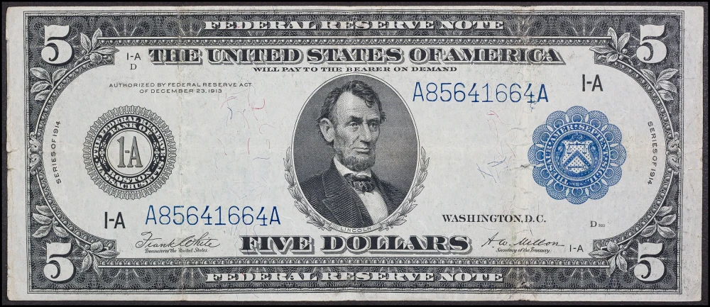 VF 1914 $5 Federal Reserve Note