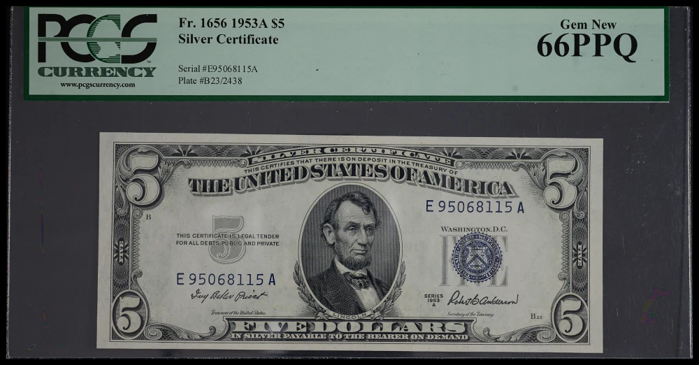 PCGS Gem-66 PPQ 1953A $5 Silver Certificate