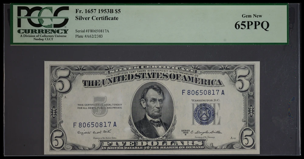 PCGS Gem-65 PPQ 1953B $5 Silver Certificate