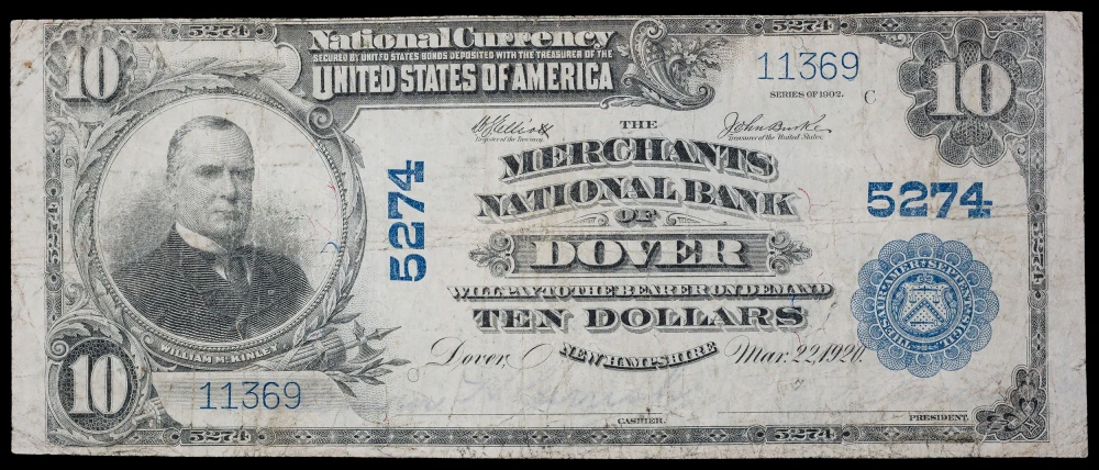 VF 1902 $10 Dover NH National