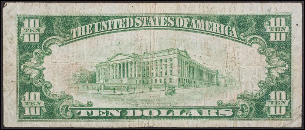 VF 1929 $10 Uxbridge MA National 