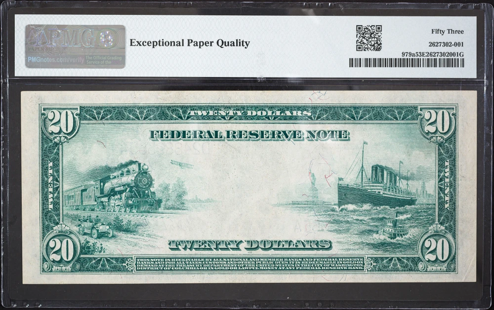 PMG AU-53 1914 $20 Federal Reserve Note