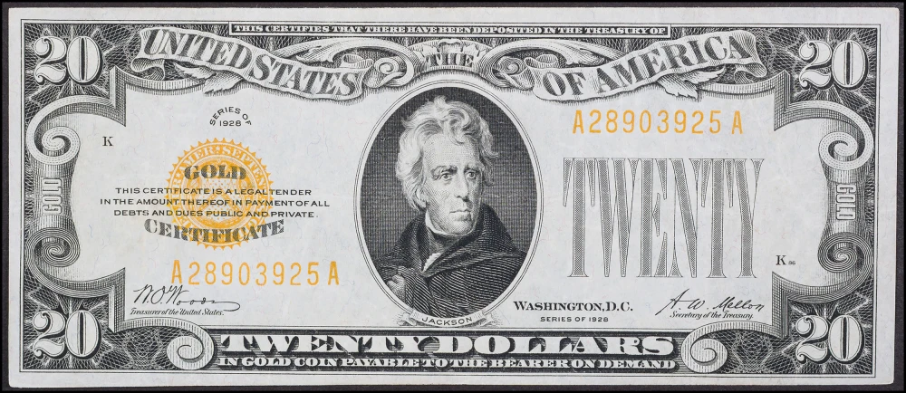 VF 1928 $20 Gold Certificate