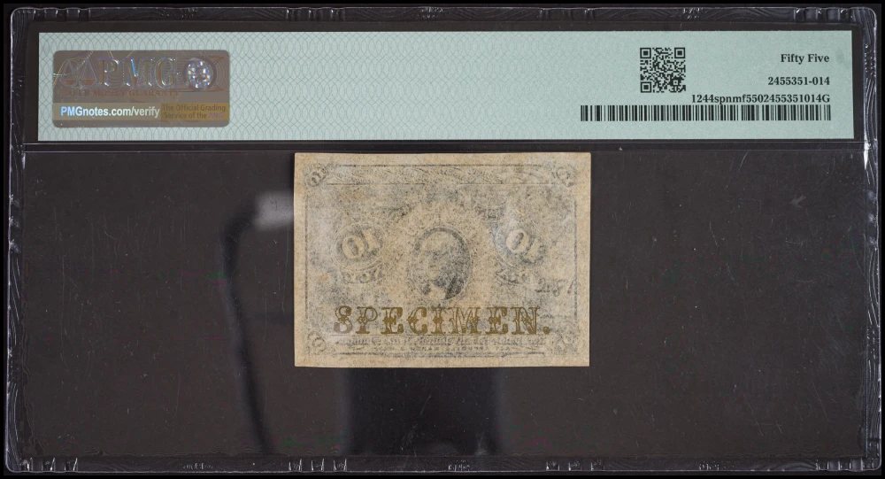 PMG AU-55 1863 Fractional 10 Cents  Specimen 