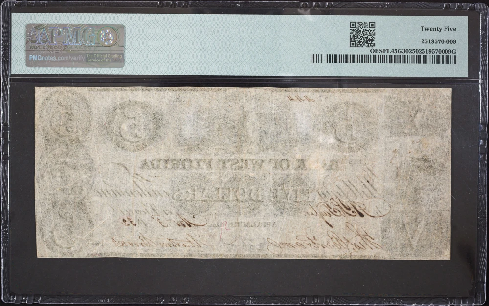 PMG VF-25 1832 Florida $5 Obsolete Currency