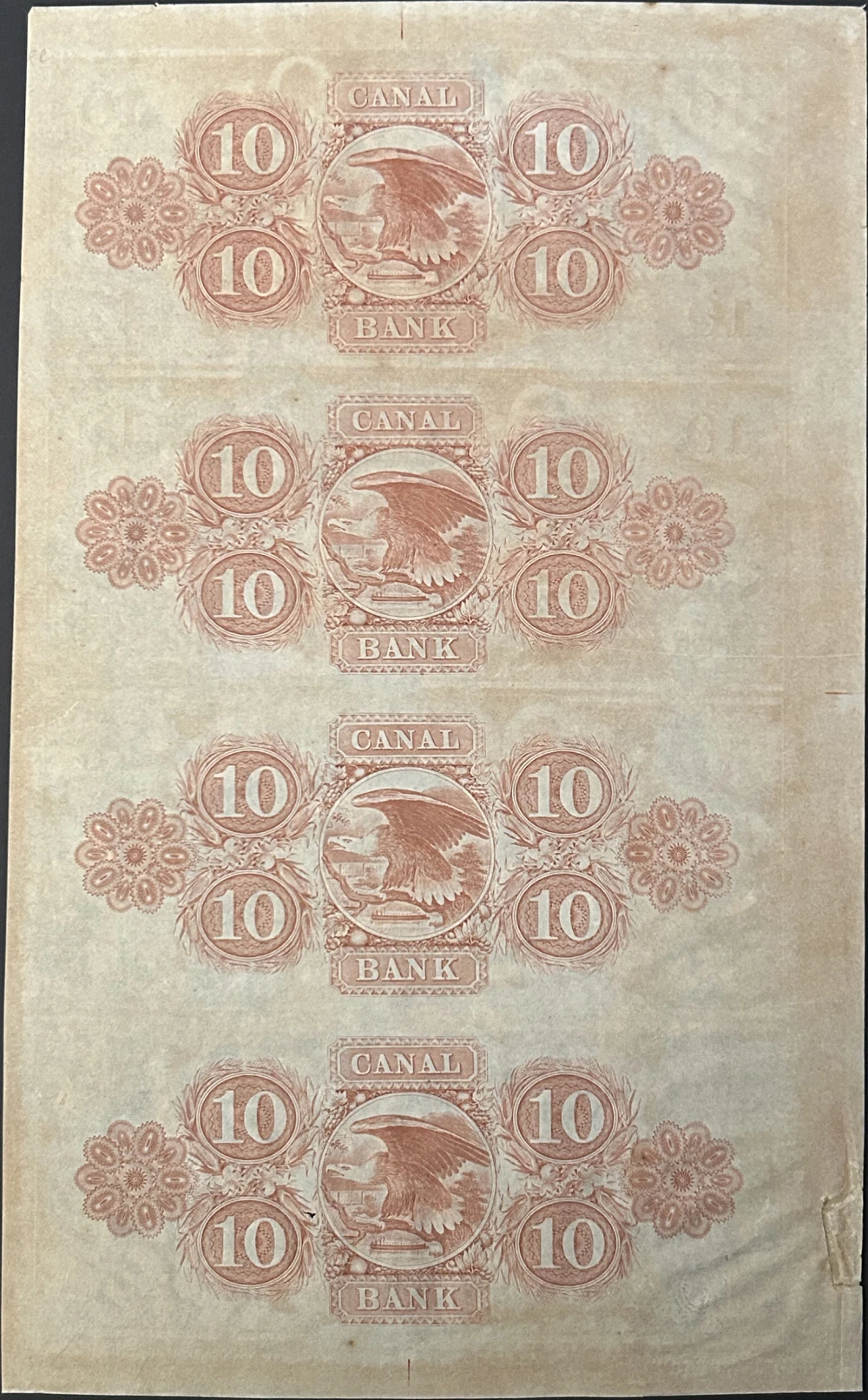 1800's New Orleans LA Uncut Obsolete 4 Note Sheet