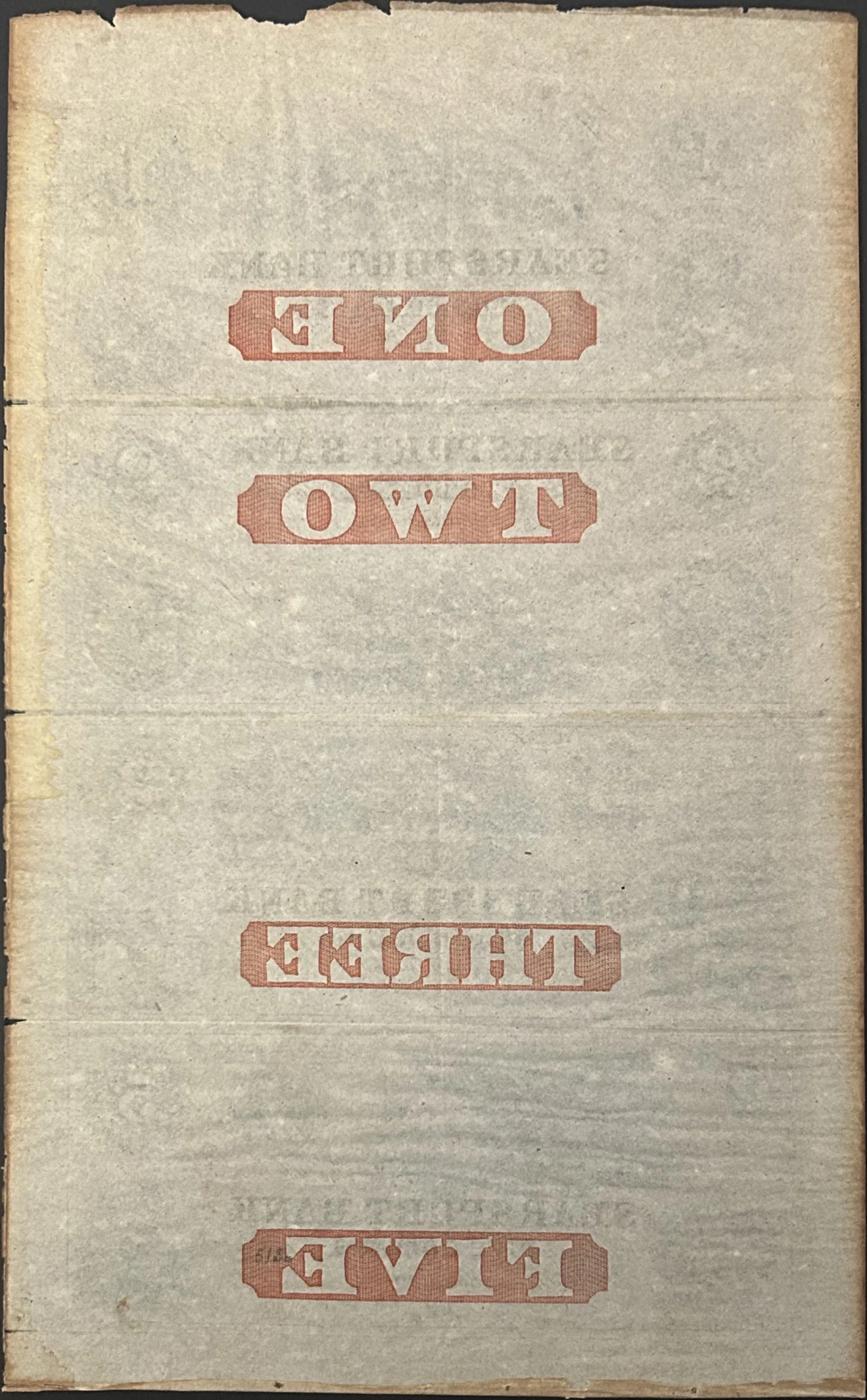 1800's Searsport ME Uncut Obsolete 4 Note Sheet