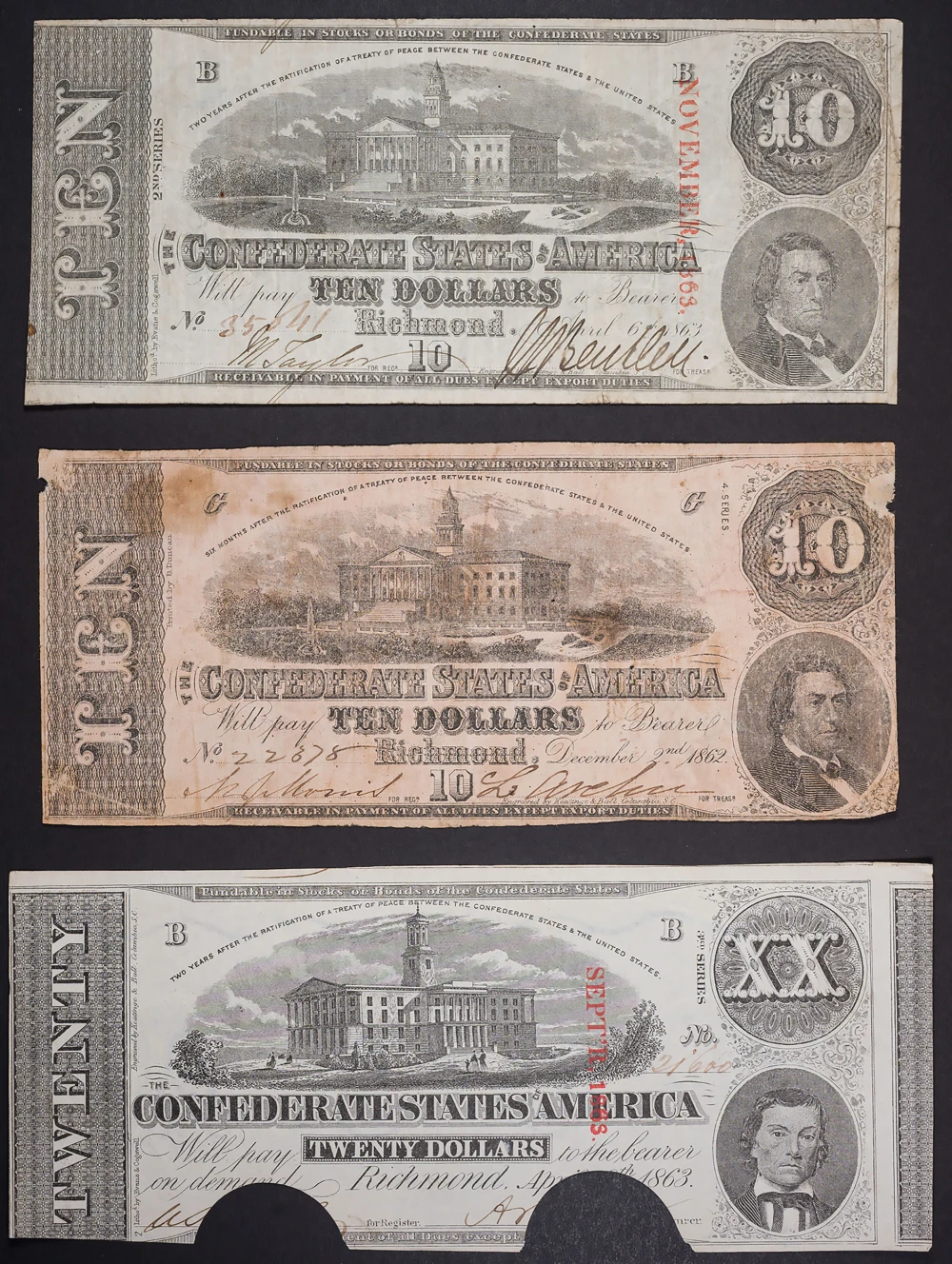 Confederate $10 & $20 Pair