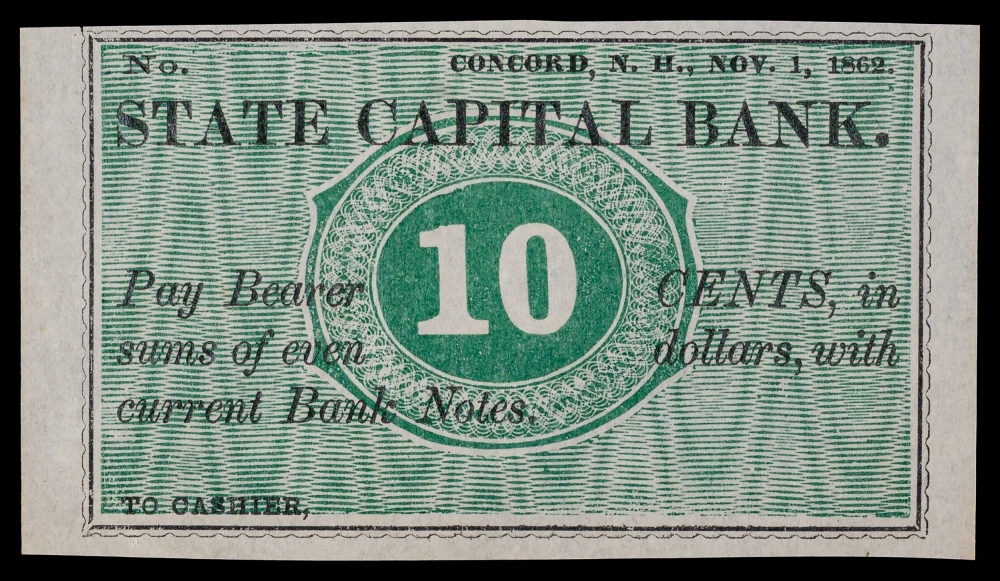 CU 1862 Concord NH 10 Cent Scrip