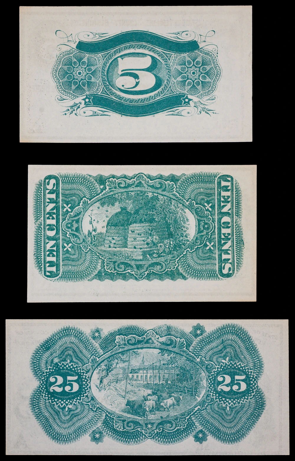 CU 1870's Bennington VT Scrip 3 Piece Lot