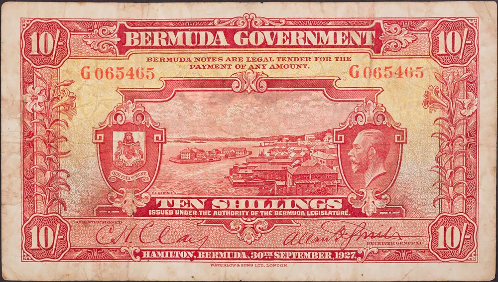 Bermuda. VF 1927 10 Shillings