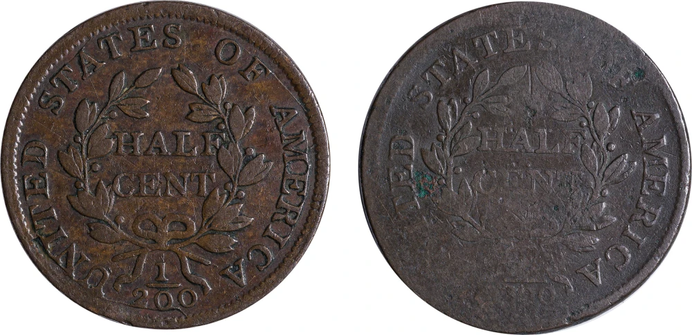 Pair of Draped Bust Half Cents
