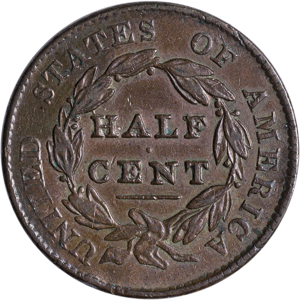 EF-40 1828 13 Stars Half Cent