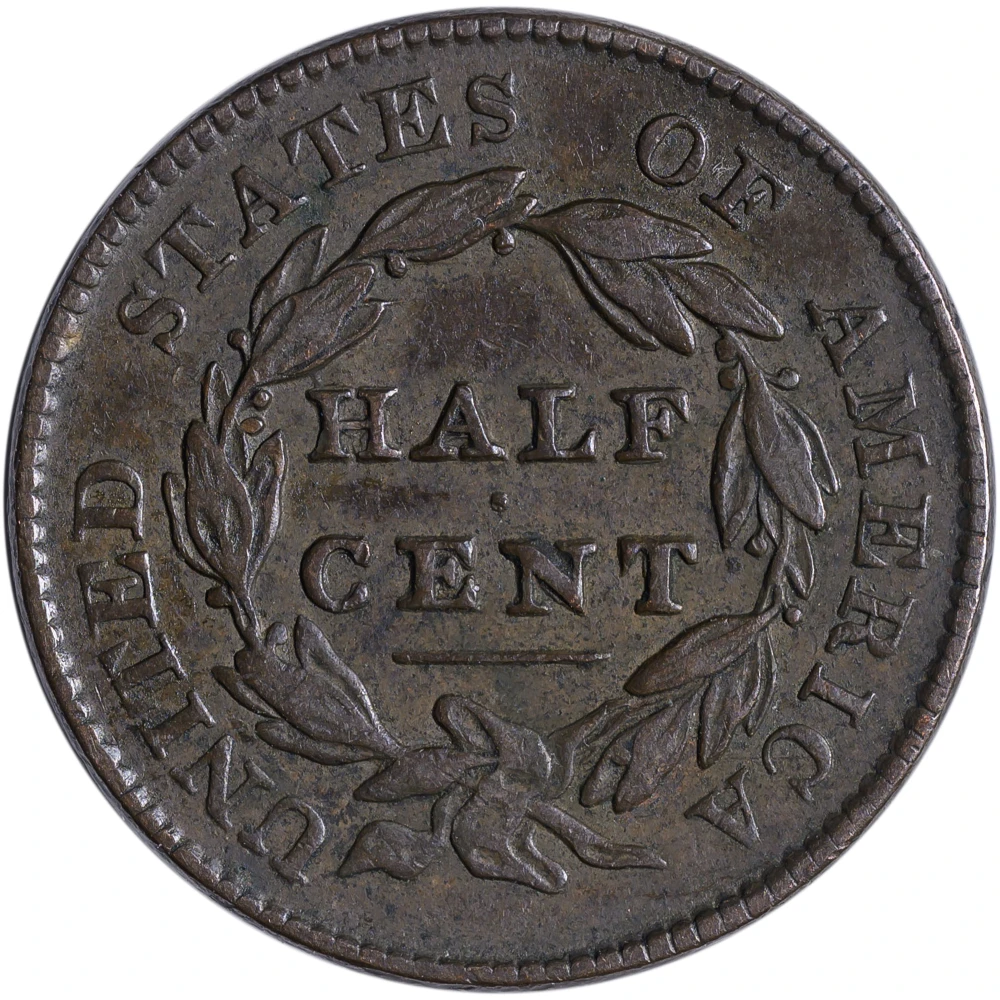 EF-40 1828 13 Stars Half Cent