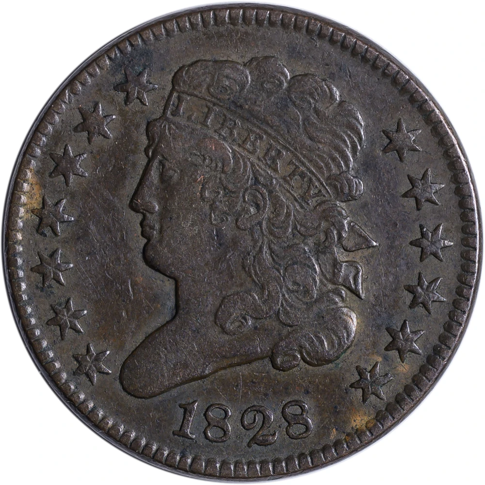 EF-40 1828 13 Stars Half Cent
