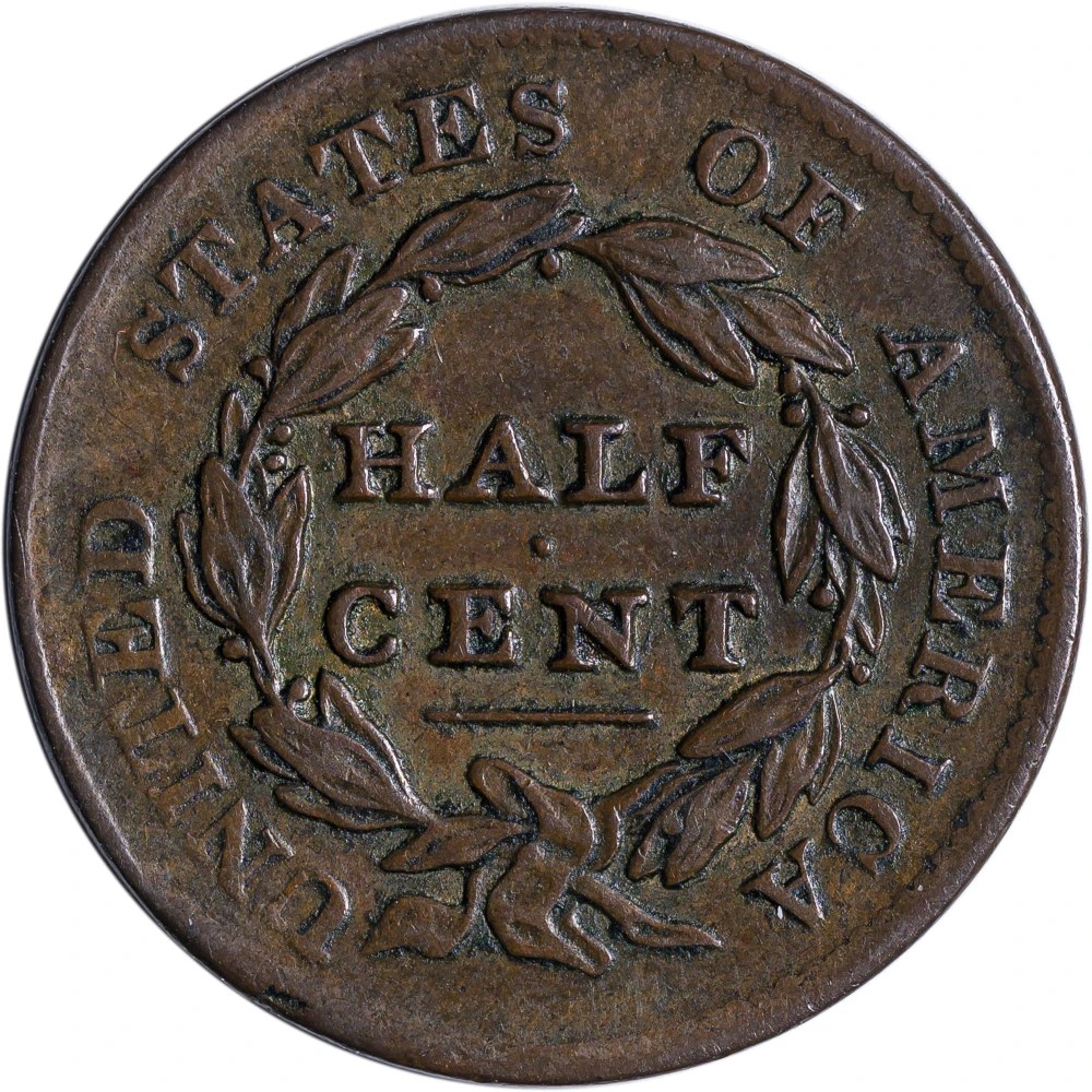 EF-40 1828 13 Stars Half Cent