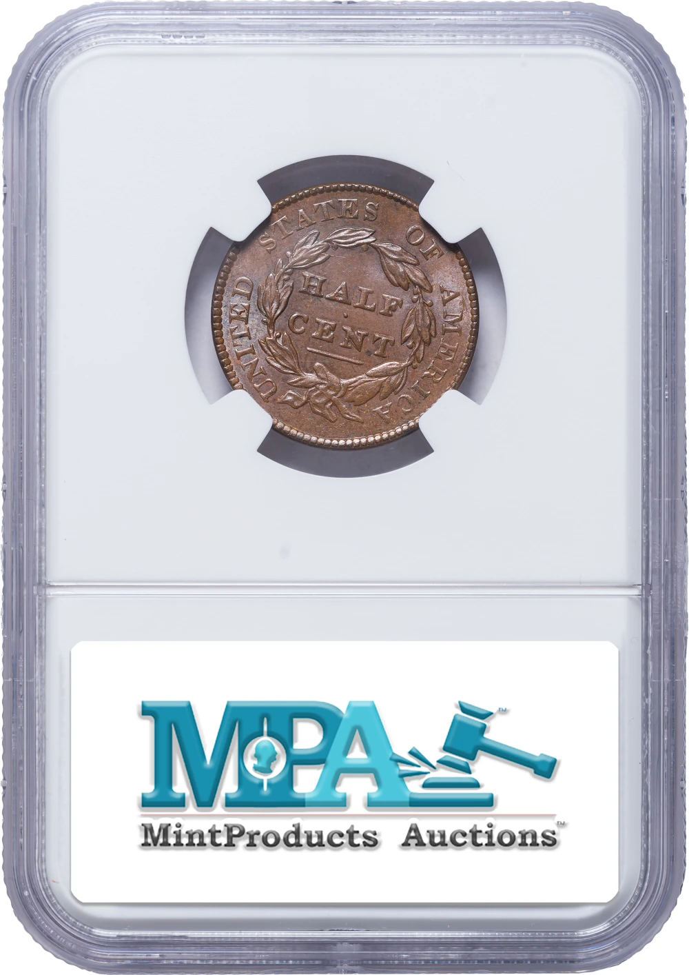 NGC MS-61 BN 1828 Half Cent Error