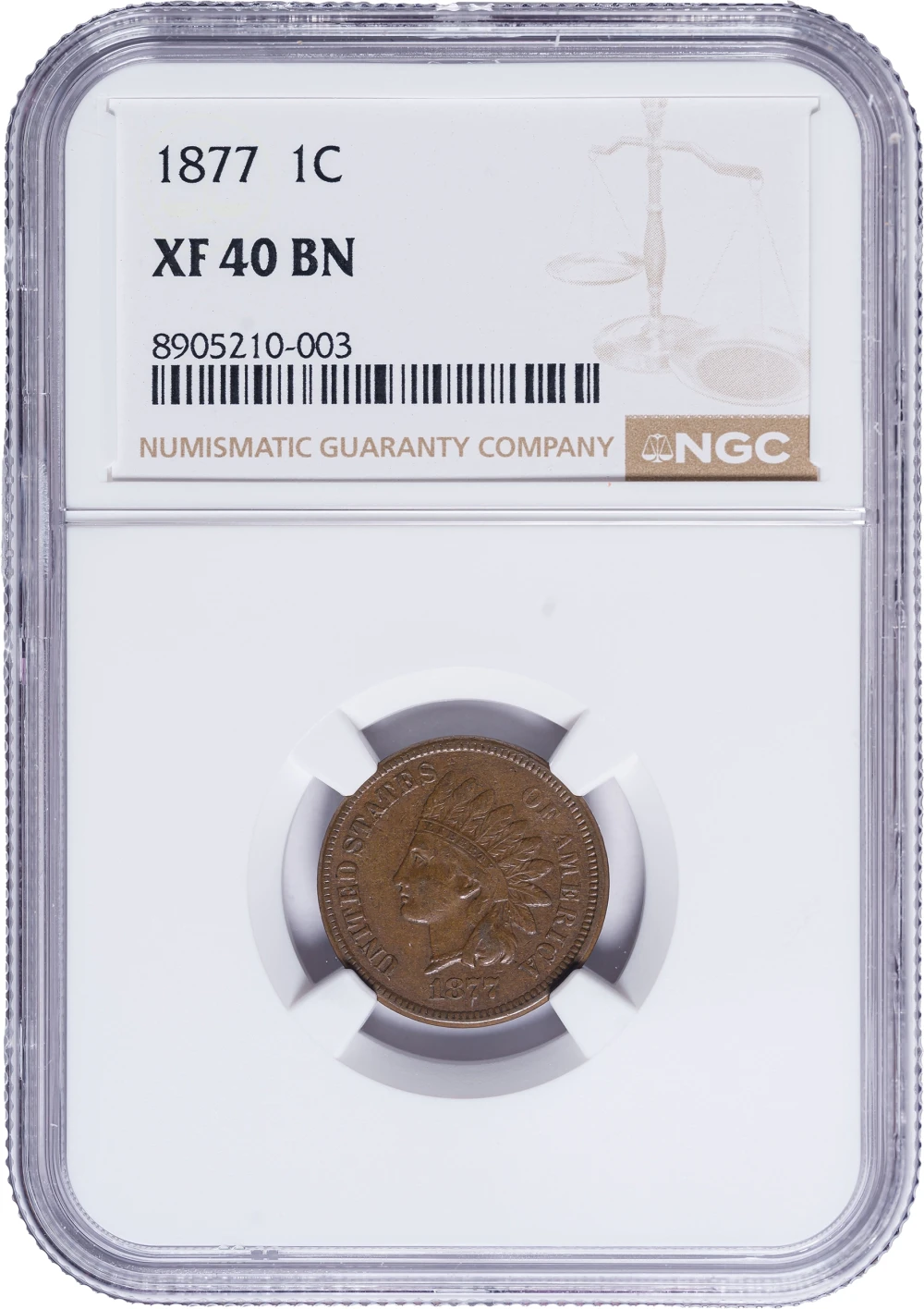 NGC EF-40 1877 Indian Cent