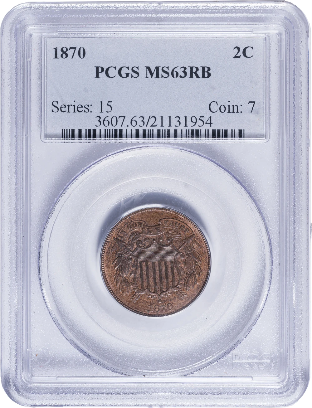 PCGS MS-63 RB 1870 Two-Cents